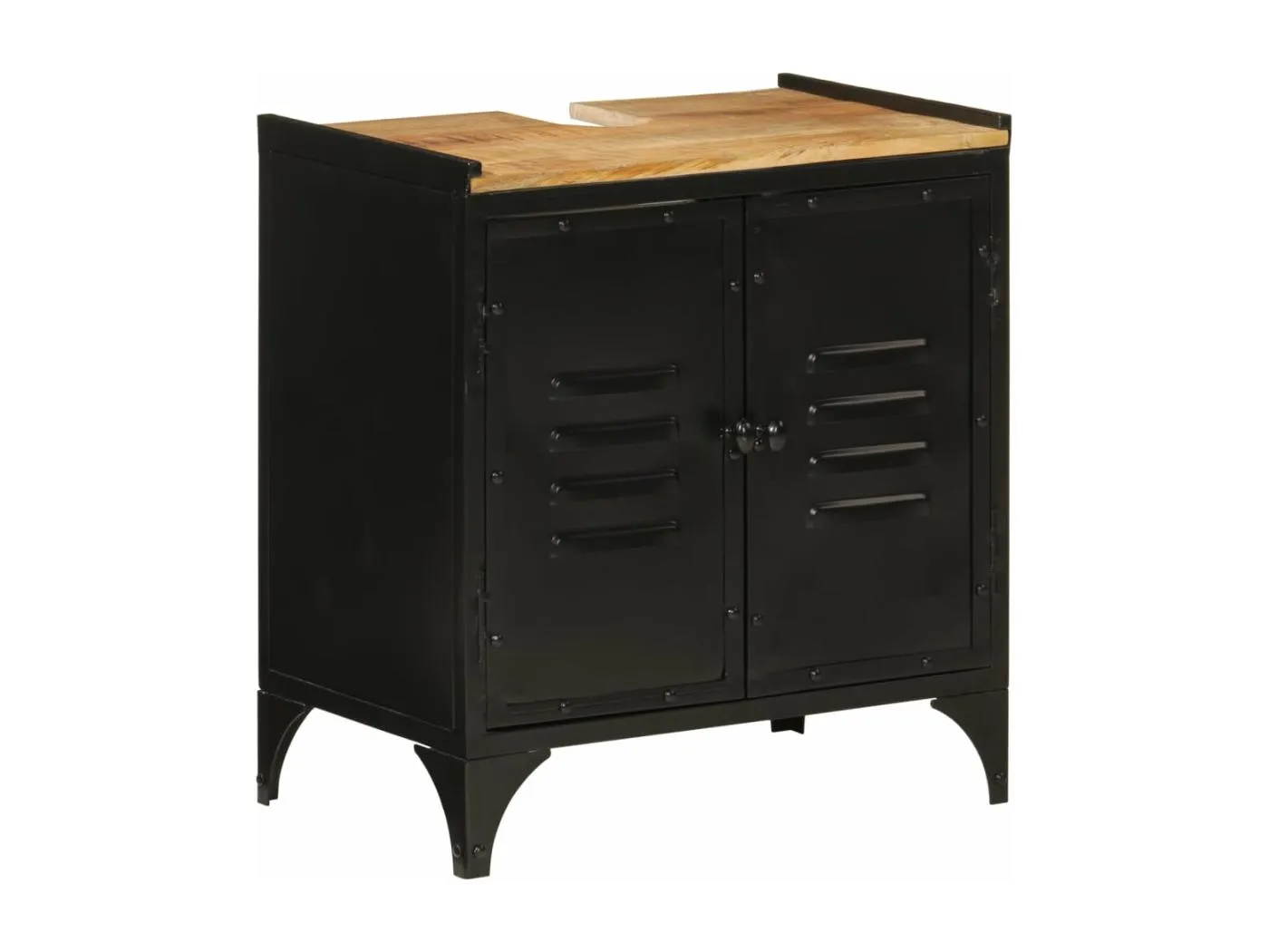 Waschbeckenunterschrank 55x35x60 cm Eisen und Massivholz Mango