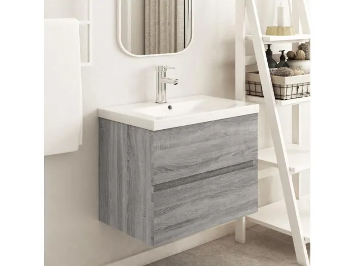Waschbeckenunterschrank Grau Sonoma 60x38,5x45 cm Holzwerkstoff