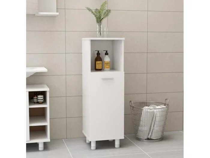 Badezimmerschrank Hochglanz-Weiß 30x30x95 cm Holzwerkstoff