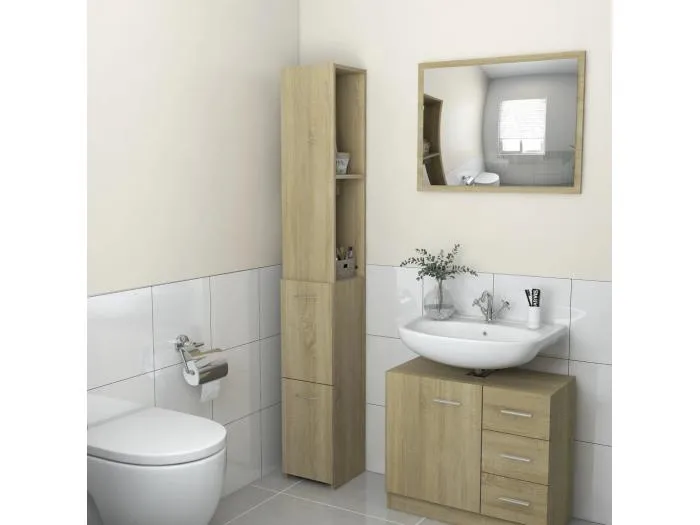 Badschrank Sonoma-Eiche 25x26,5x170 cm Holzwerkstoff