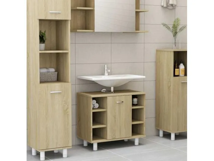Badezimmerschrank Sonoma-Eiche 60x32x53,5 cm Holzwerkstoff