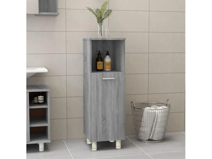 Badschrank Grau Sonoma 30x30x95 cm Holzwerkstoff
