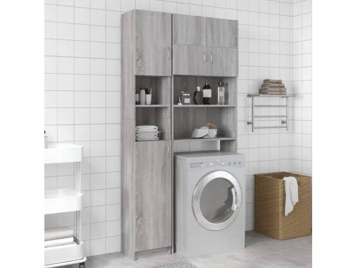 Badezimmerschrank Grau Sonoma 32x25,5x190 cm Holzwerkstoff