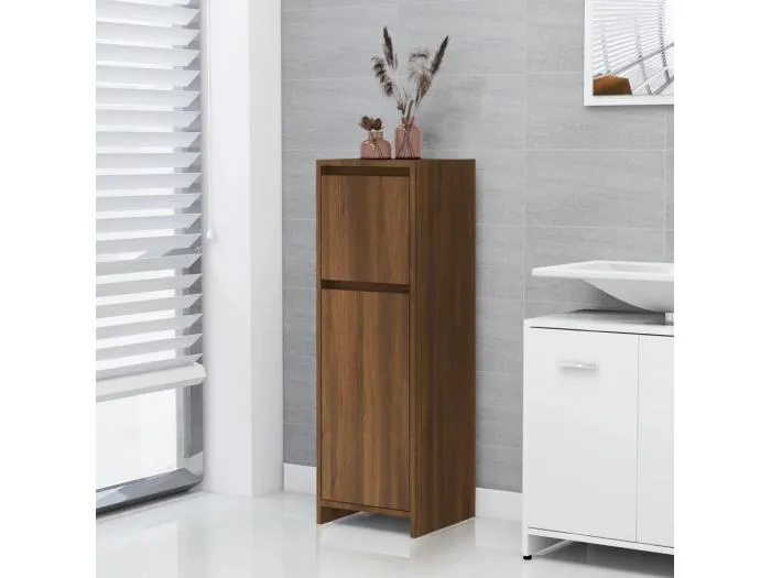 Badschrank Braun Eichen-Optik 30x30x95 cm Holzwerkstoff