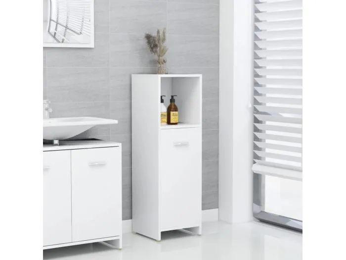 Badezimmerschrank Weiß 30x30x95 cm Holzwerkstoff