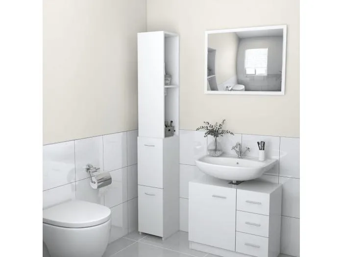 Badschrank Weiß 25x26,5x170 cm Holzwerkstoff