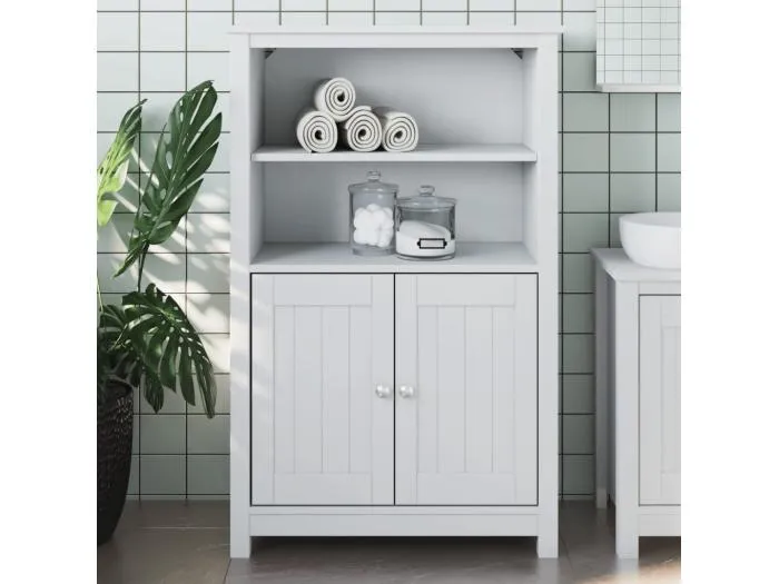 Badschrank BERG Weiß 69,5x34x110 cm Massivholz Kiefer