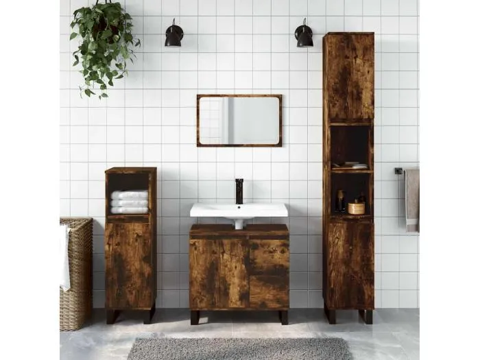 Badschrank Räuchereiche 65x33x60 cm Holzwerkstoff
