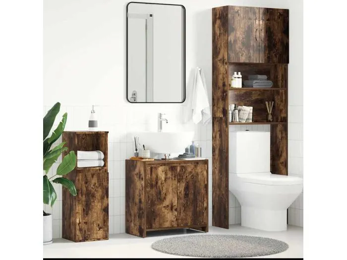 Badschrank Räuchereiche 60x33x61 cm Holzwerkstoff