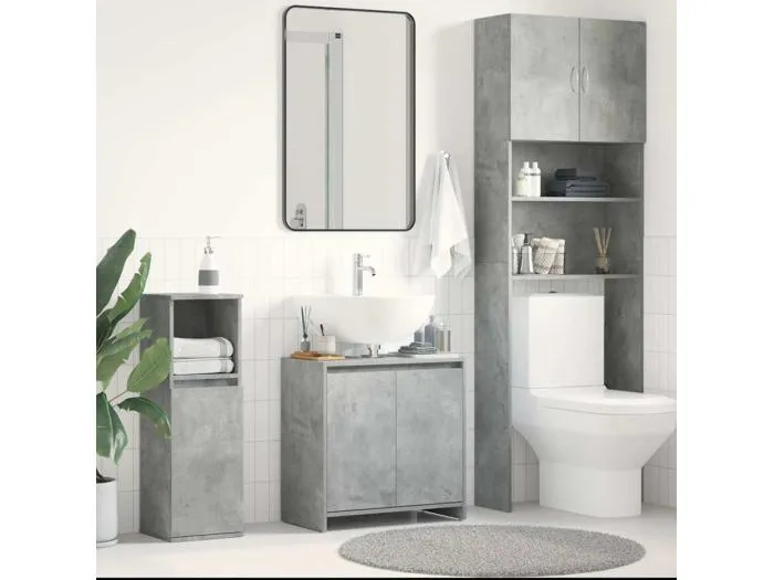 Badezimmerschrank Betongrau 60x33x61 cm Holzwerkstoff