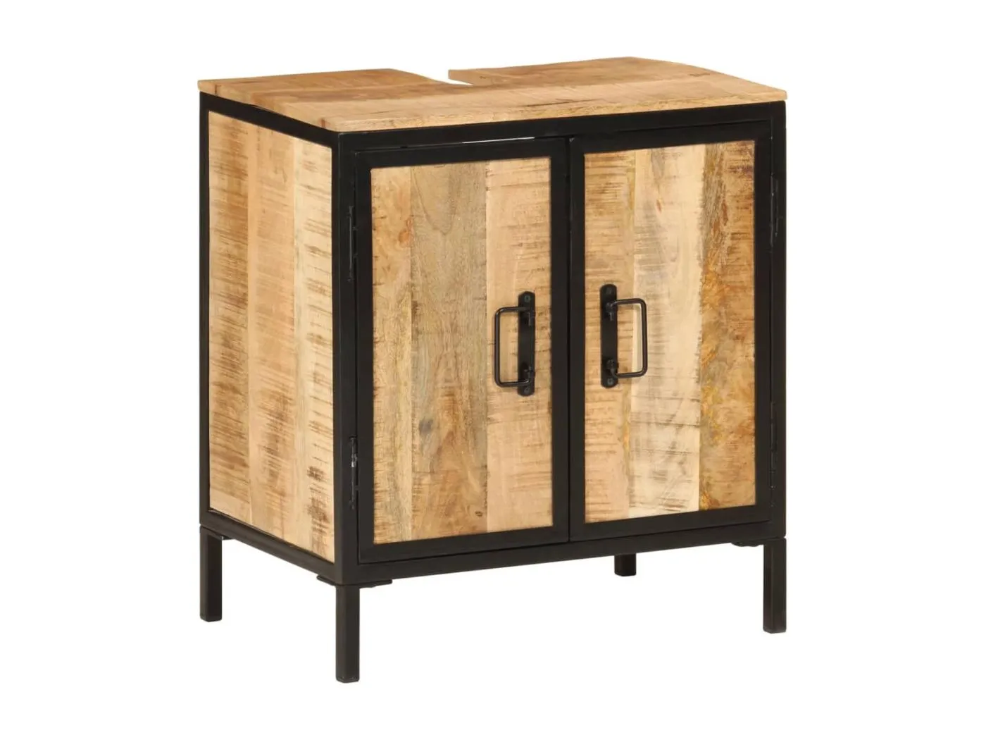 Waschbeckenunterschrank 55x35x60 cm Massivholz Mango und Eisen