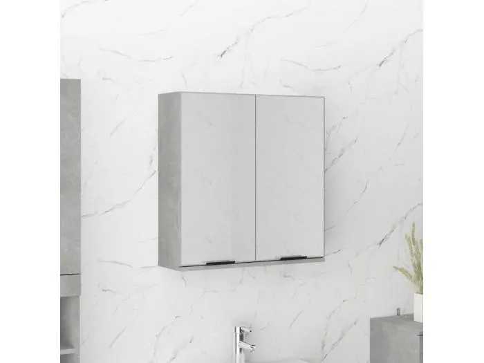 Bad-Spiegelschrank Betongrau 64x20x67 cm