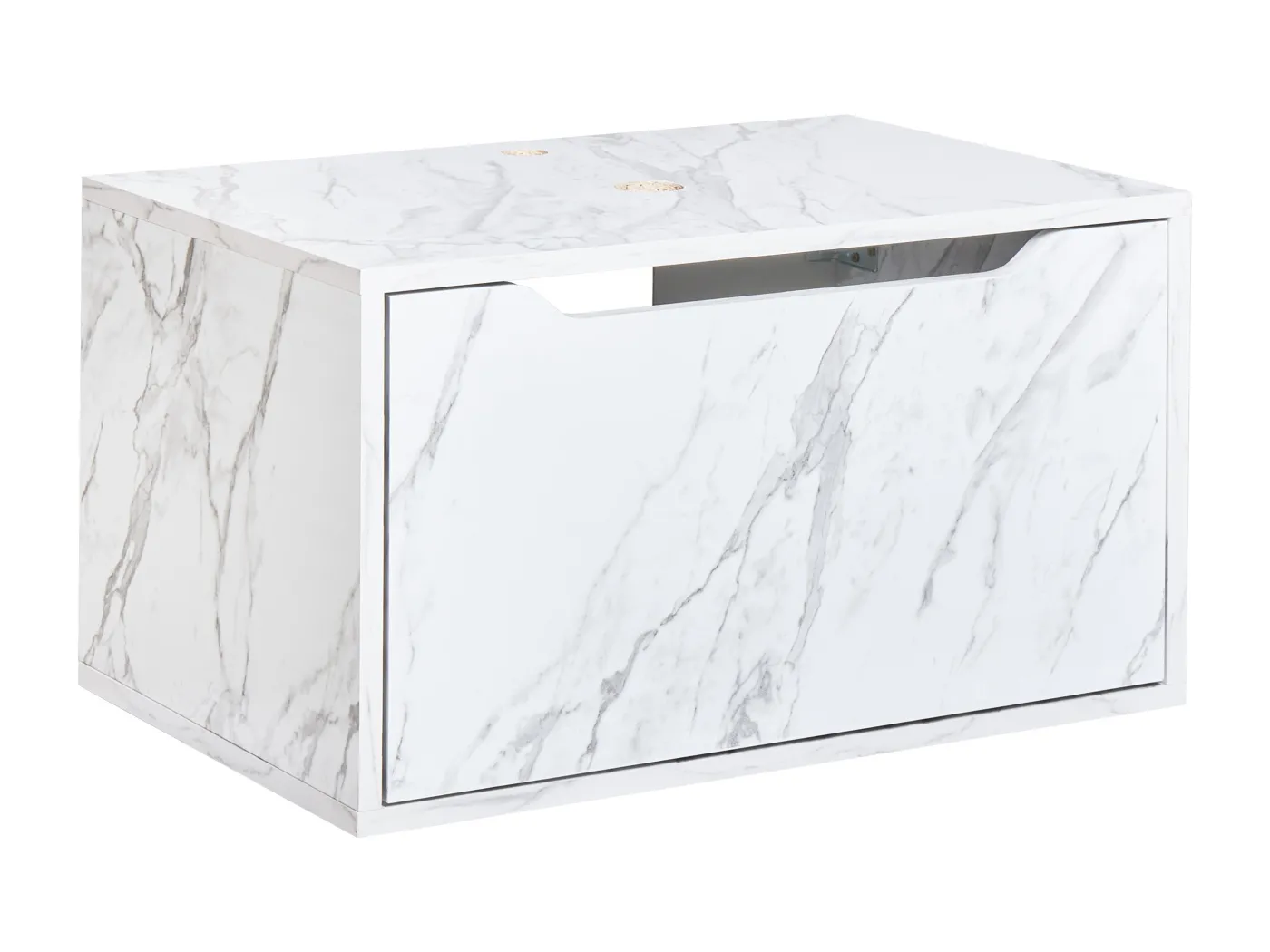 Wandmontierter Waschtischunterschrank PETROLINA 60 cm Weisser Marmor