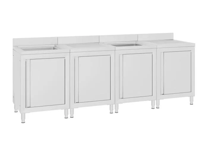 Prolenta Premium -  Gastro-Spülenunterschrank 240x60x96 cm Edelstahl