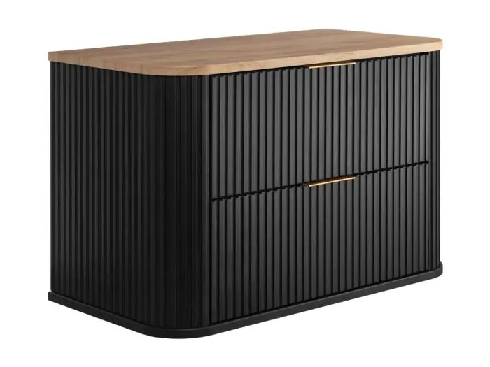 ELEGANCE Unterschrank 41,5 × 80,4 × 51,7 mit schwarzem Korpus und Eiche craft gold Arbeitsplatte