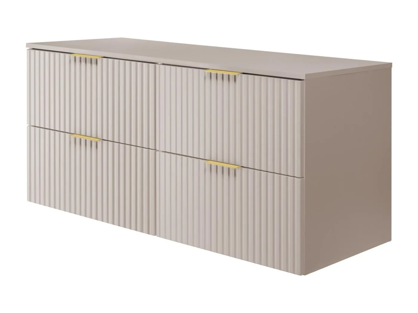 Waschbeckunterschrank, Kaschmir, 120 (2 x 60) x 57 x 46 cm, goldener Griff+ Arbeitsplatte