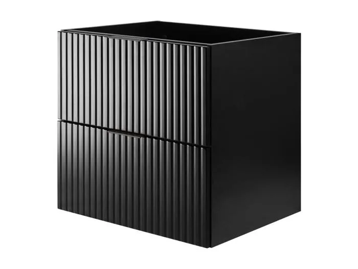 Waschbeckunterschrank, Schwarz, 60 x 57 x 46 cm, schwarzer Griff, ohne Arbeitsplatte