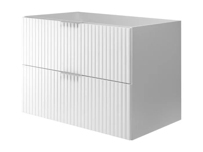 Waschbeckunterschrank, Weiß, 80 x 57 x 46 cm, Griff silber, ohne Arbeitsplatte