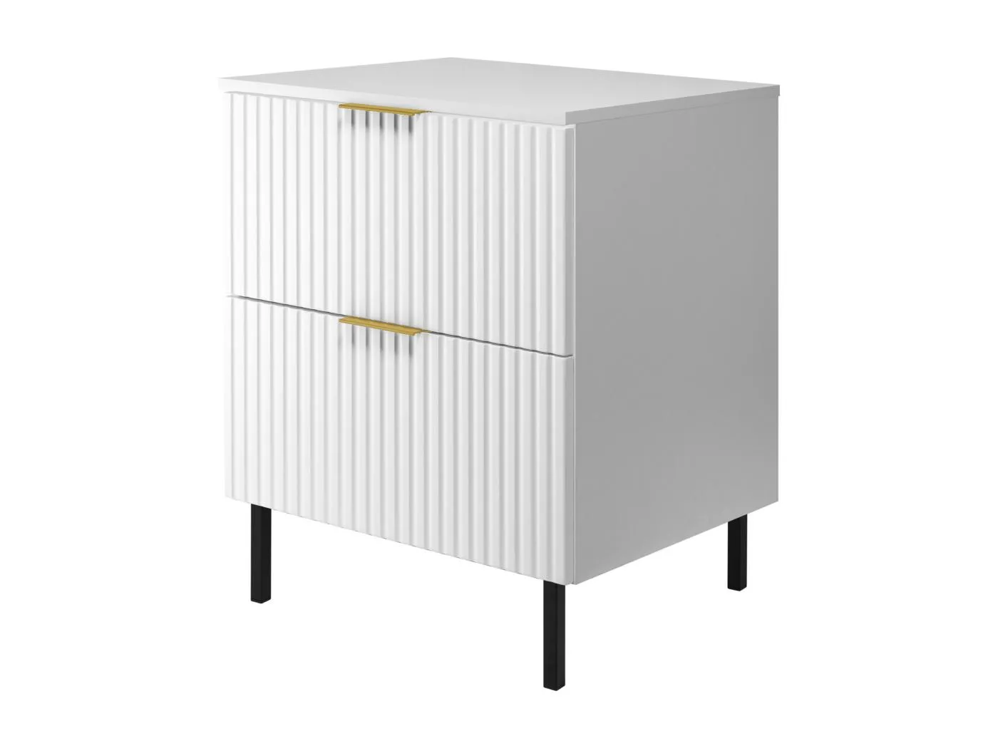 Waschbeckunterschrank, Weiß, 60 x 77 x 46 cm, goldener Griff, schwarze Beine + Arbeitsplatte