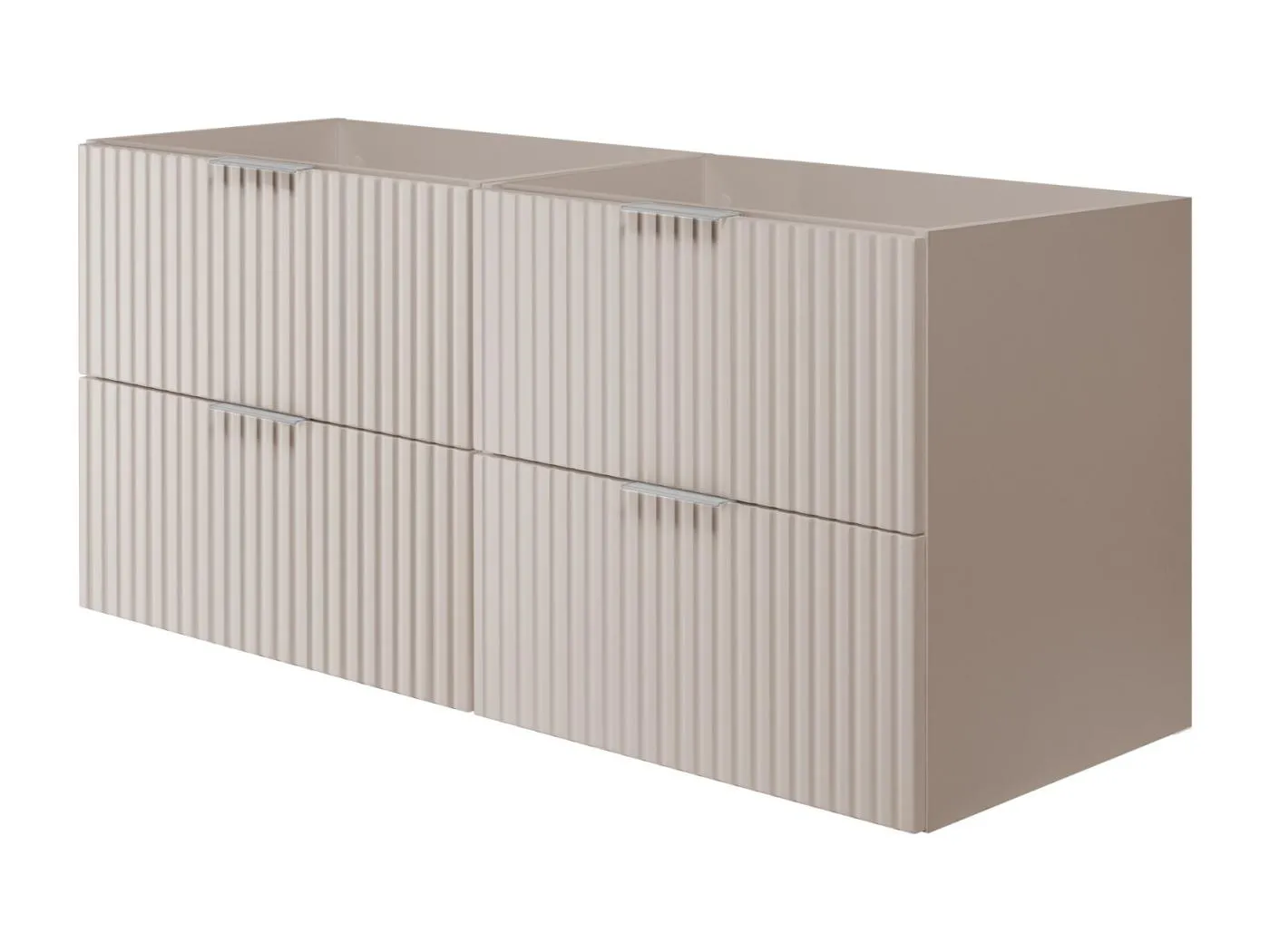 Waschbeckunterschrank, Kaschmir, 120 (2 x 60) x 57 x 46 cm, silberner Griff, ohne Arbeitsplatte