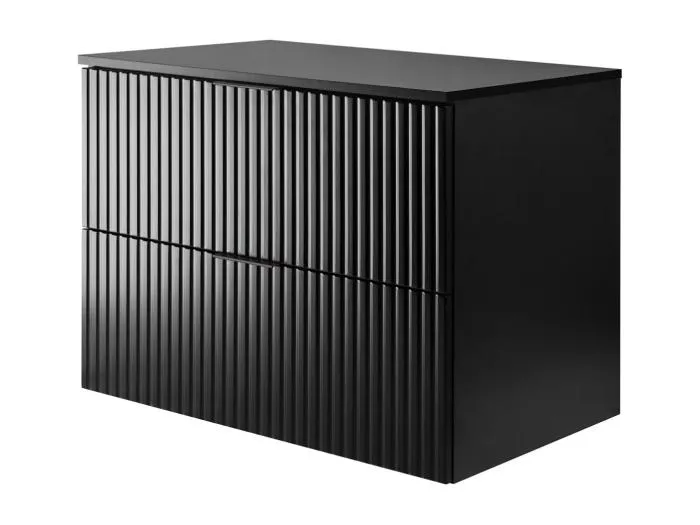 Waschbeckunterschrank, Schwarz, 80 x 57 x 46 cm, schwarzer Griff + Arbeitsplatte