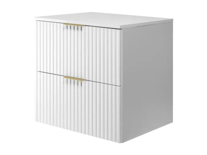 Waschbeckunterschrank, Weiß, 60 x 57 x 46 cm, goldener Griff + Arbeitsplatte