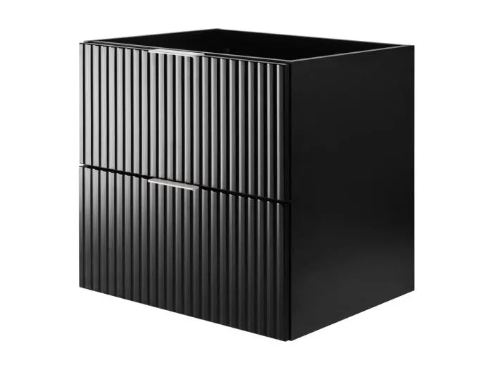 Waschbeckunterschrank, Schwarz, 60 x 57 x 46 cm, silberner Griff, ohne Arbeitsplatte