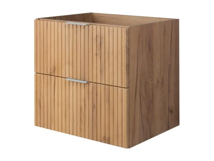 Waschbeckunterschrank, Eiche Craft, 60 x 57 x 46 cm, silberner Griff, ohne Arbeitsplatte