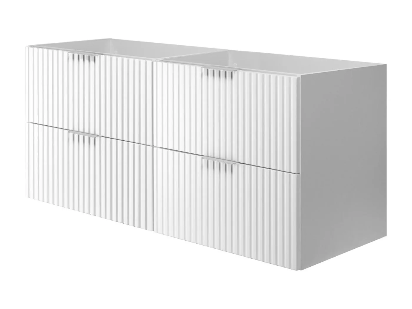 Waschbeckunterschrank, Weiß, 120 (2 x 60) x 57 x 46 cm, silberner Griff, ohne Arbeitsplatte