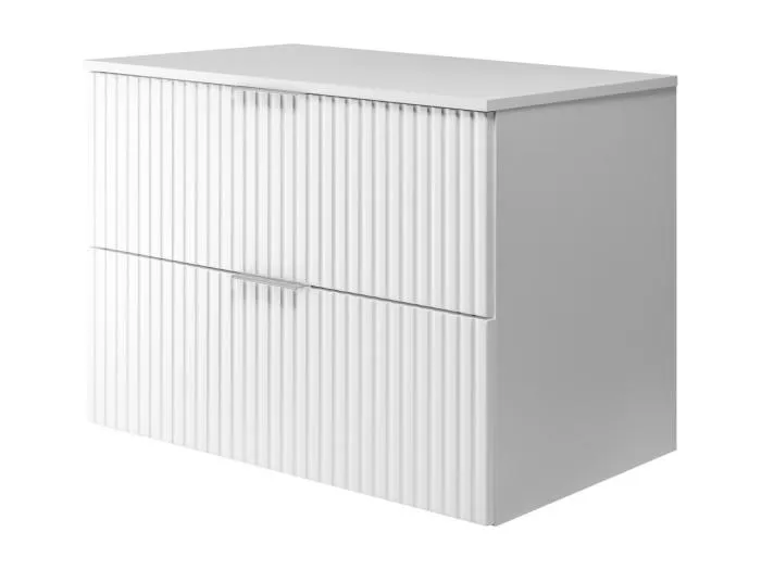 Waschbeckunterschrank, Weiß, 80 x 57 x 46 cm, silberner Griff + Arbeitsplatte