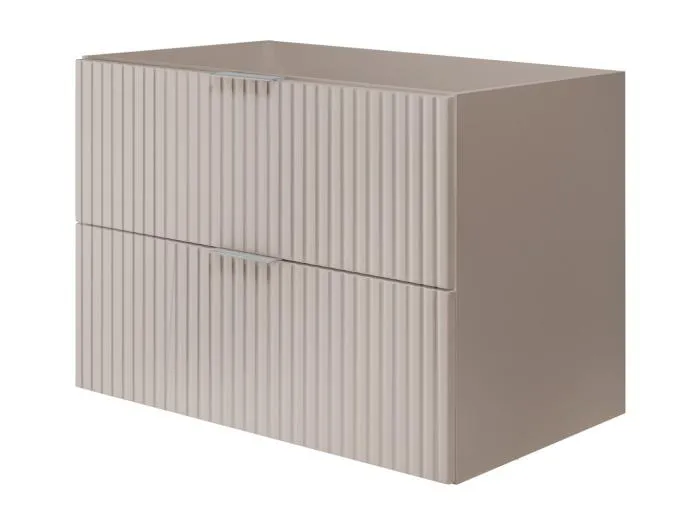 Waschbeckunterschrank, Kaschmir, 80 x 57 x 46 cm, silberner Griff, ohne Arbeitsplatte