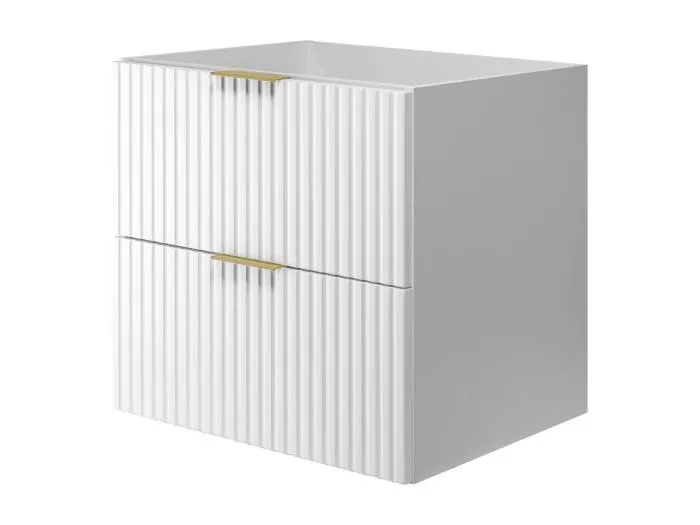 Waschbeckunterschrank, Weiß, 60 x 57 x 46 cm, Griff Gold, ohne Arbeitsplatte