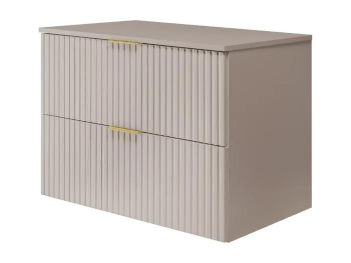 Waschbeckunterschrank, Kaschmir, 80 x 57 x 46 cm, goldener Griff + Arbeitsplatte