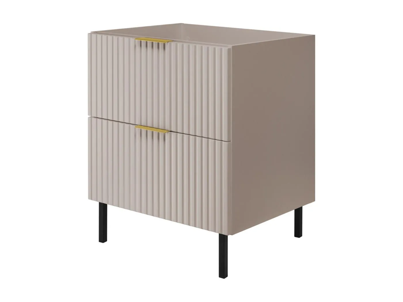 Waschbeckunterschrank, Kaschmir, 60 x 77 x 46 cm, goldener Griff, schwarze Beine, ohne Arbeitsplatte