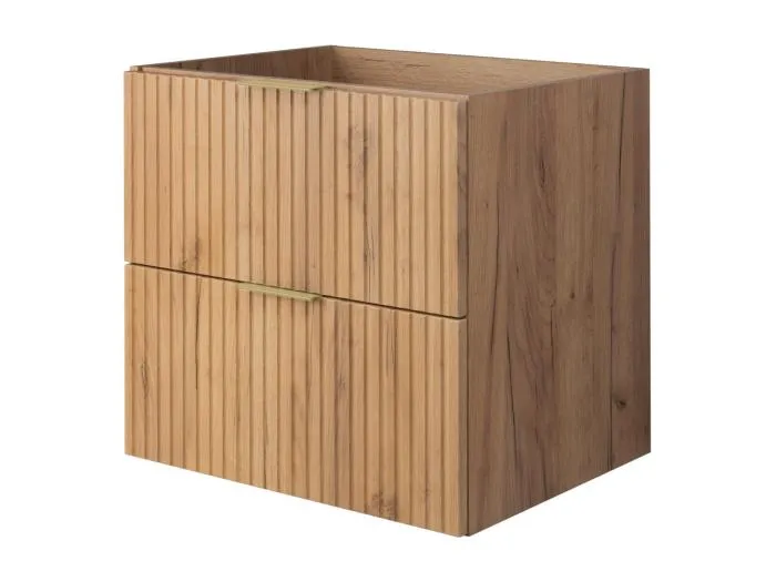 Waschbeckunterschrank, Eiche Craft, 60 x 57 x 46 cm, Griff Gold, ohne Arbeitsplatte