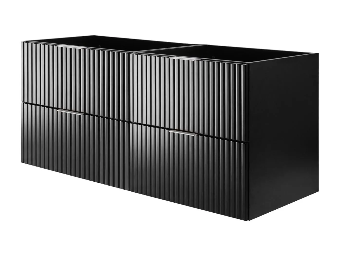 Waschbeckunterschrank, Schwarz, 120 (2 x 60) x 57 x 46 cm, silberner Griff, ohne Arbeitsplatte