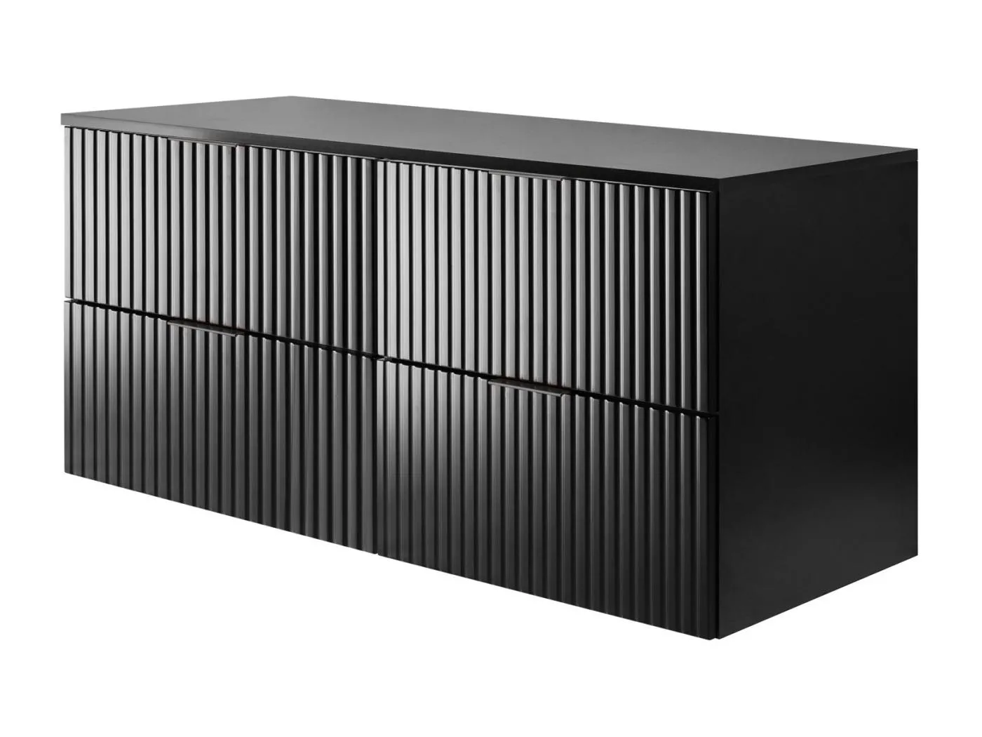 Waschbeckunterschrank, Mattschwarz, 120 (2 x 60) x 57 x 46 cm, schwarzer Griff + Arbeitsplatte