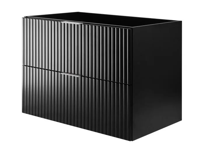 Waschbeckunterschrank, Schwarz, 80 x 57 x 46 cm, silberner Griff, ohne Arbeitsplatte