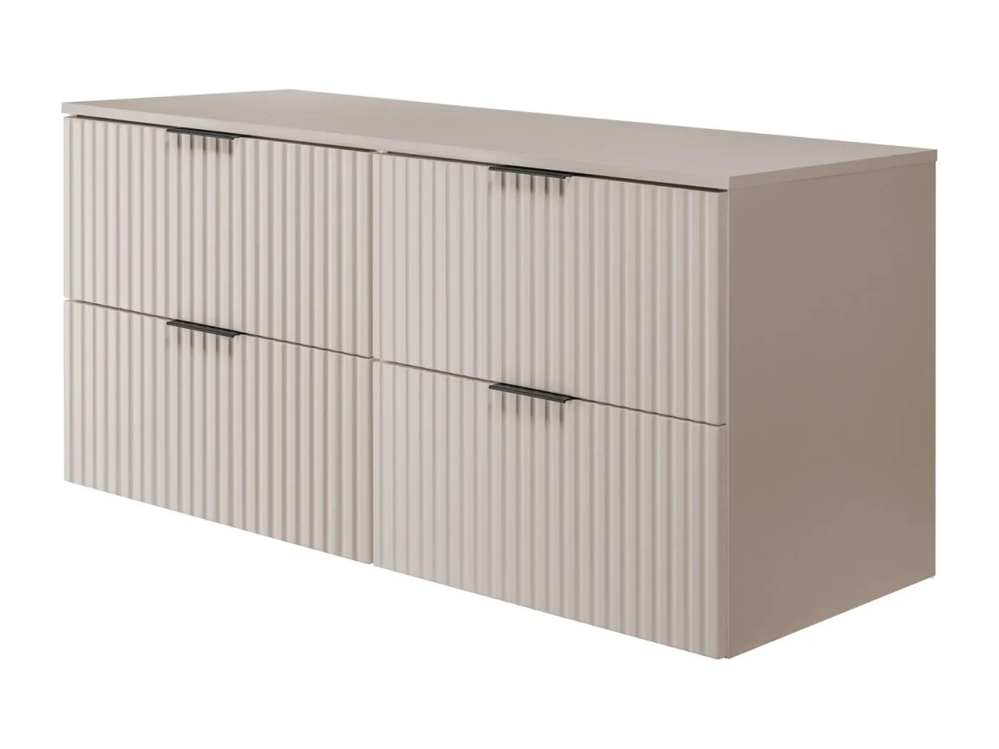 Geriffelter Waschtischunterschrank FLOW 120 cm Kaschmir mit Platte