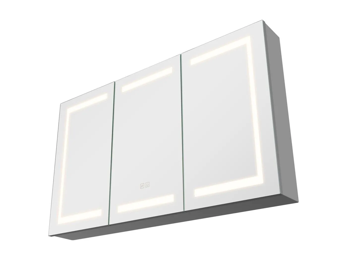 Wandschrank für Badezimmer SucceBuy Spiegelschrank mit Spiegel aus Gehärtetem Glas und LED-Beleuchtung mit 3 Einstellbaren Farben und Dimmfunktion, 100 x 60 cm