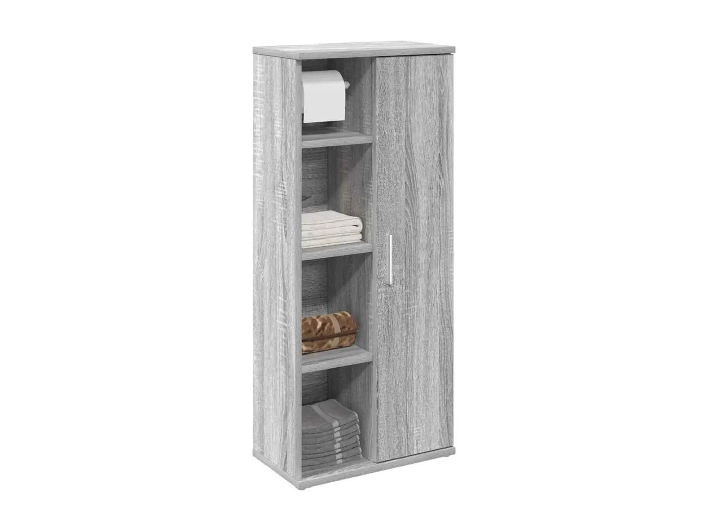 Badezimmerschrank mit Rollenhalter Grau Sonoma 39x22x90 cm