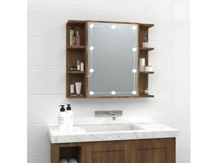 Spiegelschrank mit LED Braun Eichen-Optik 70x16,5x60 cm