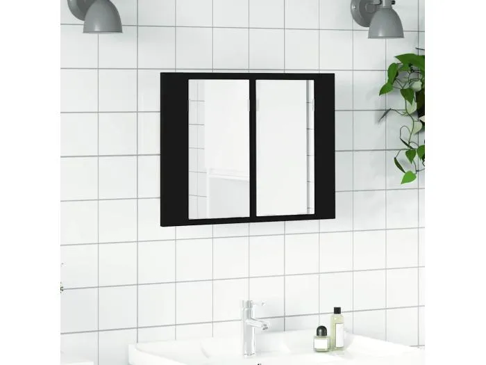 LED-Bad-Spiegelschrank Schwarz 60x12x45 cm Acryl