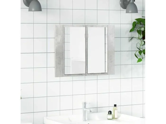 LED-Bad-Spiegelschrank Betongrau 60x12x45 cm Acryl