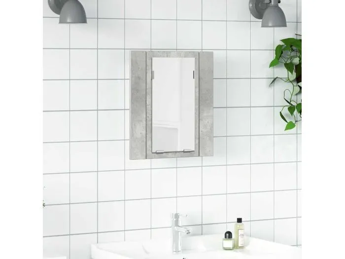 LED-Bad-Spiegelschrank Betongrau 40x12x45 cm Acryl