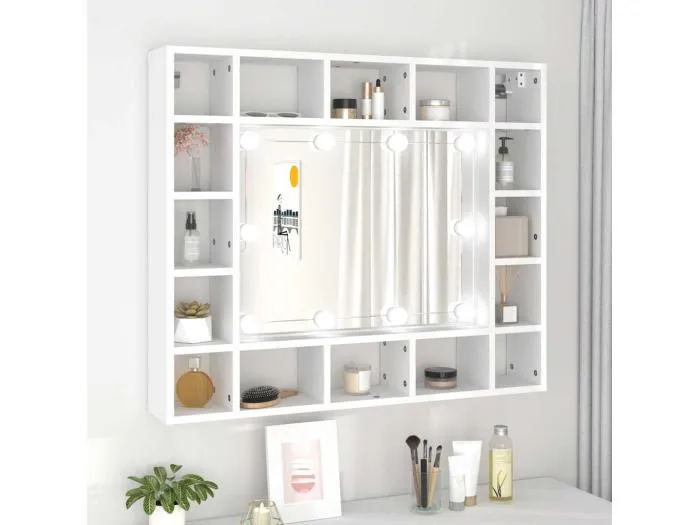 Spiegelschrank mit LED Weiß 91x15x76,5 cm