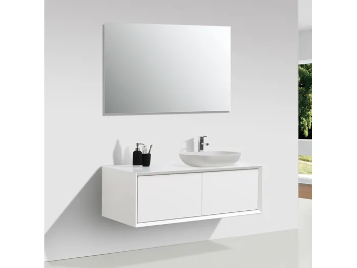 Waschtischunterschrank für Aufsatzwaschbecken 120 cm vormontiert mattweiß PALIO