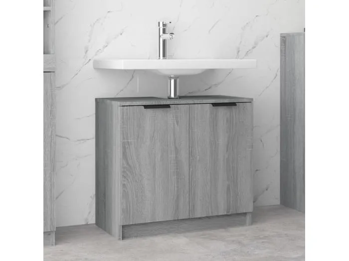 Badschrank Grau Sonoma 64,5x33,5x59 cm Holzwerkstoff