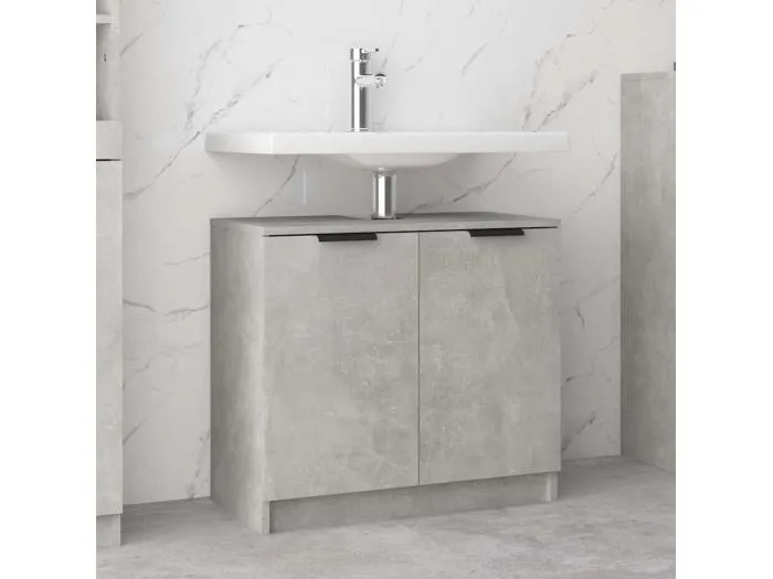 Badschrank Betongrau 64,5x33,5x59 cm Holzwerkstoff