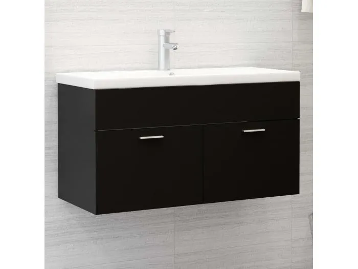 Waschbeckenunterschrank Schwarz 90x38,5x46 cm Holzwerkstoff